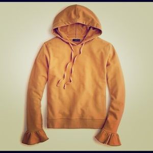 J crew cozy warm caramel flare cuff hoodie